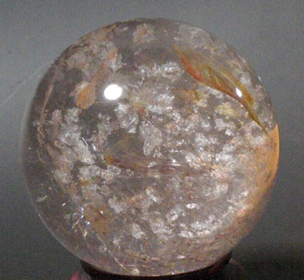 水晶！特選 天然水晶玉 ルチルクォーツ 台座付 No.733 【水晶