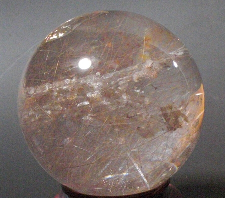 水晶！特選 天然水晶玉 ルチルクォーツ 台座付 No.733 【水晶